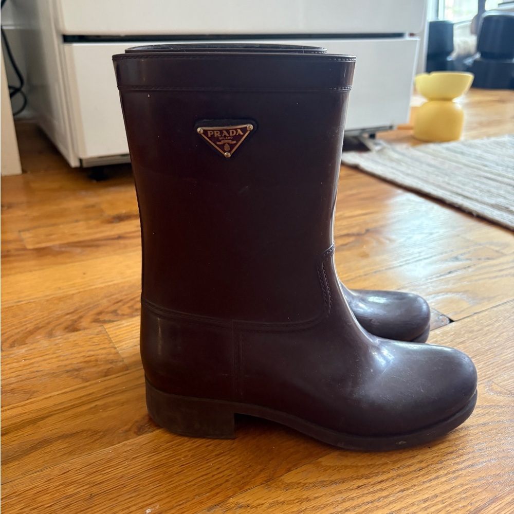 Prada Dark Brown Mid-Calf Boots